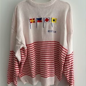 Vintage Reef Club Women’s Sweater - Red and White Striped